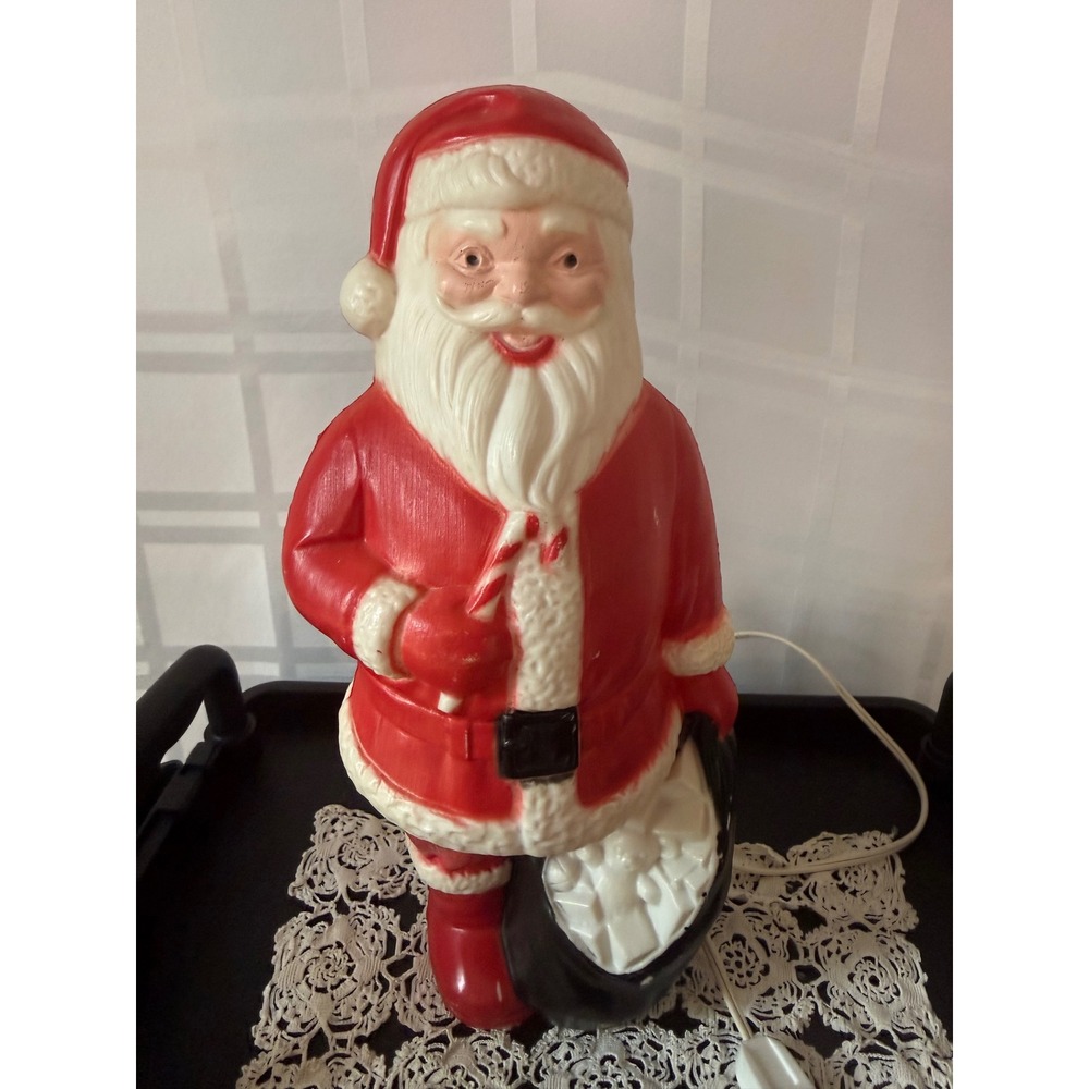 Vintage Santa Claus Blow Mold Light Up Christmas Decor Tabletop Figure 13 Inch